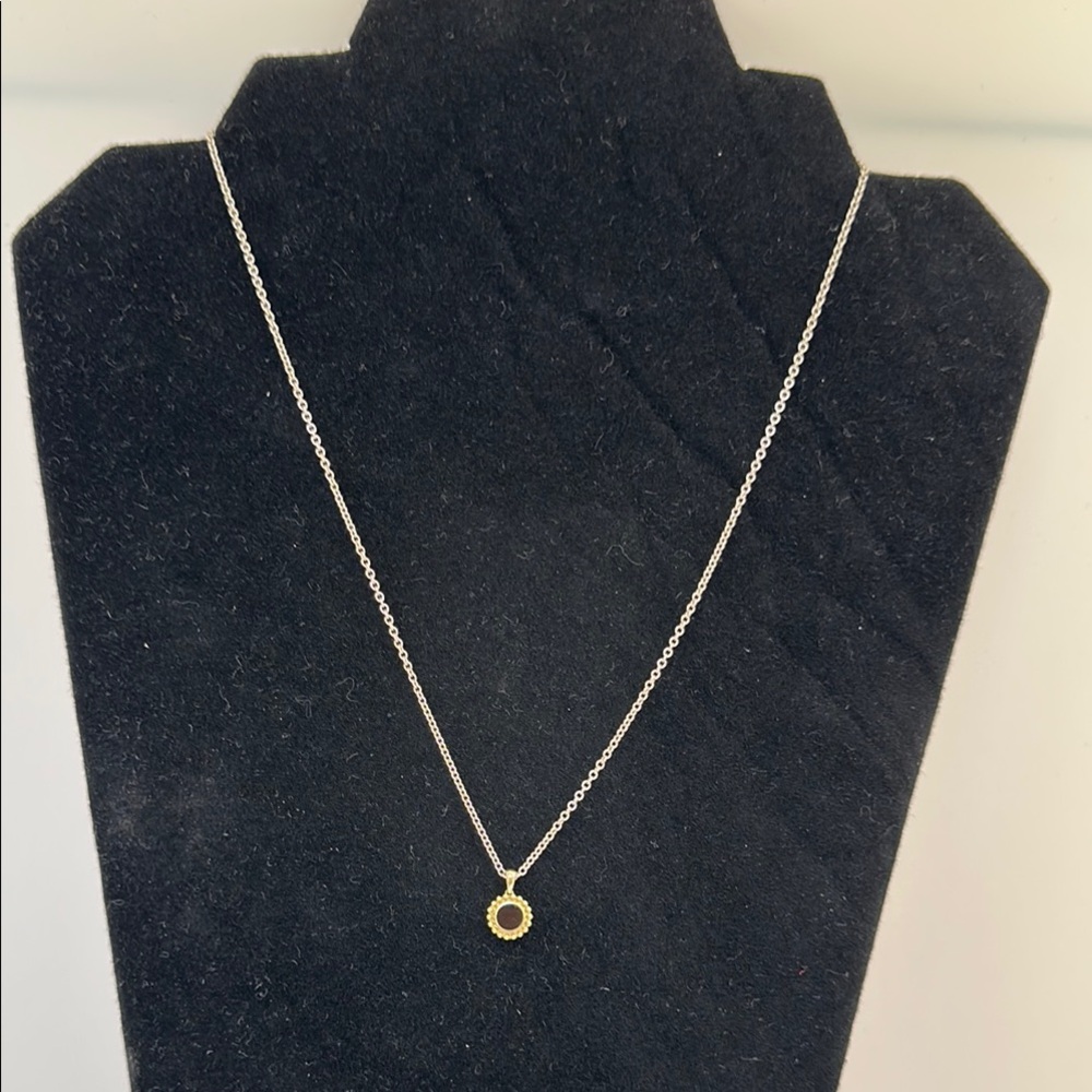 Lagos 18k real solid Gold and Silver Onix  Necklace - Picture 3 of 6